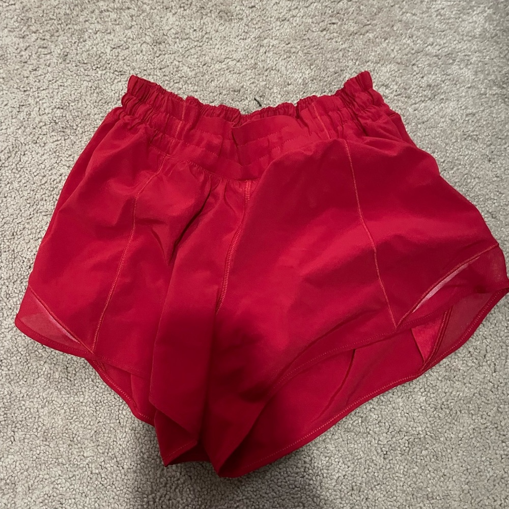 Red Lululemon Hotty Hot Shorts